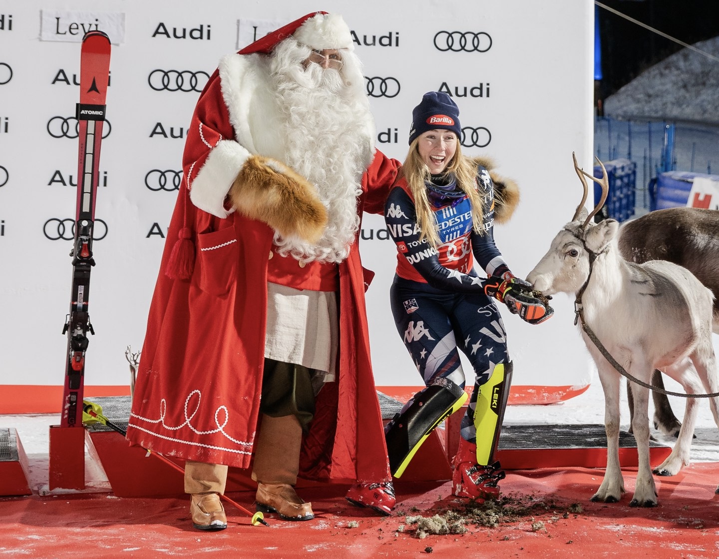 Mikaela Shiffrin avec son 9e renne - co @WorldCupLevi - PTB Creative